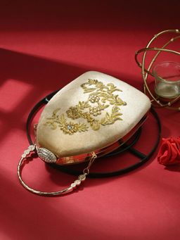 Toobacraft - Women Gold Handicraft Beautiful Bling Box Clutch