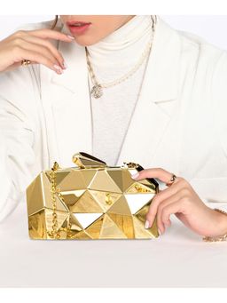 Toobacraft - Women Handcrafted Beautiful Party Gold Clutch
