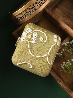 Toobacraft - Women Gold Handicraft Beautiful Bling Box Clutch