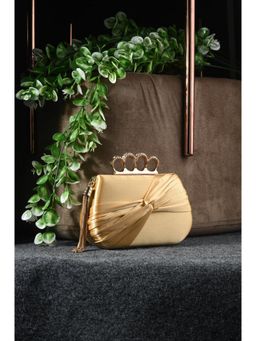 Toobacraft - Women Gold Handicraft Hand Beautiful Bling Box Clutch