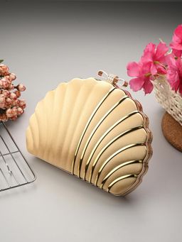 Toobacraft - Women Synthetic Gold Handicraft Beautiful Bling Box Clutch