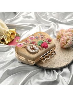 Toobacraft - Women Gold Handicraft Beautiful Bling Box Clutch