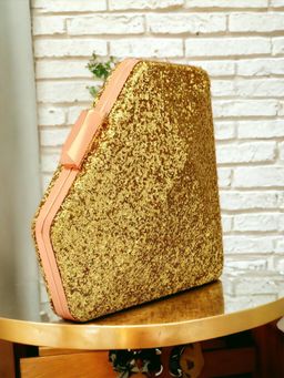 Toobacraft - Women Gold Handicraft Hand Embellished Box Clutch