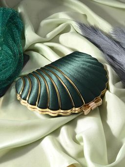 Toobacraft - Women Synthetic Green Handicraft Beautiful Bling Box Clutch