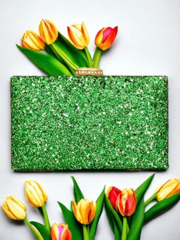 Toobacraft - Women Green Handicraft Hand Embellished Box Clutch