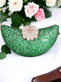 Toobacraft - Women Green Handicraft Hand Embellished Box Clutch