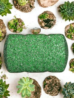 Toobacraft - Women Green Handicraft Beautiful Box Clutch
