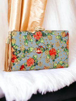 Toobacraft - Women Grey Handicraft Hand Embroidered Box Clutch