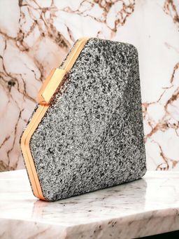 Toobacraft - Women Silver Handicraft Beautiful Bling Box Clutch