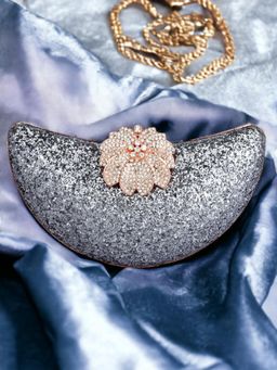 Toobacraft - Women Silver Handicraft Hand Embellished Box Clutch