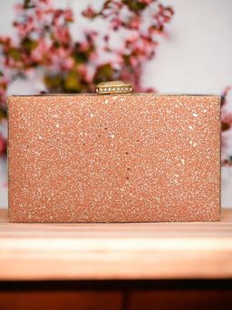 Toobacraft - Women Peach Handicraft Hand Embellished Box Clutch
