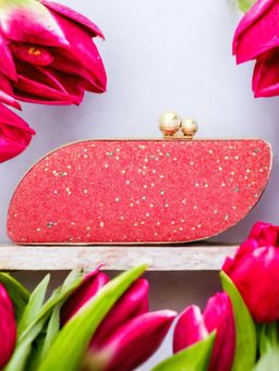 Toobacraft - Women Pink Handicraft Pearl Box Clutch