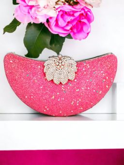 Toobacraft - Women Pink Handicraft Hand Embellished Box Clutch