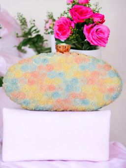 Toobacraft - Women Multi-Color Handicraft Beautiful Oval Box Clutch