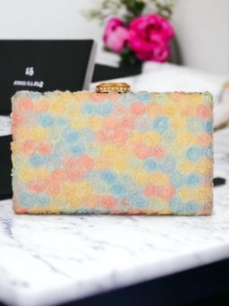 Toobacraft - Women Multi-Color Handicraft Hand Colorblock Box Clutch