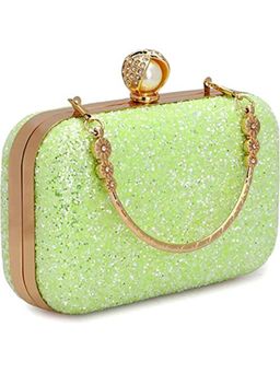 Toobacraft - Women Green Handcrafted Beautiful Bling Box Clutch