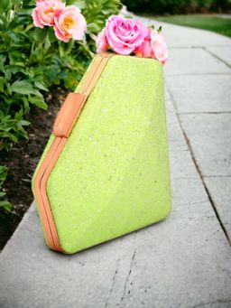 Toobacraft - Women Green Handicraft Hand Embellished Box Clutch