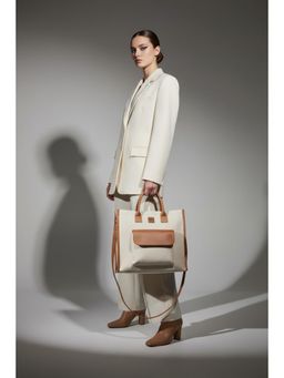 ATTAACHE ACCESSORIES - Women Beige Handbag with Detachable Strap (M)