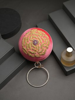 Toobacraft - Women Synthetic Pink Rose Handicraft Beautiful Bling Box Clutch