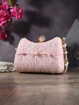 Toobacraft - Women Pink Handcrafted Beautiful Design Bling Box Clutch