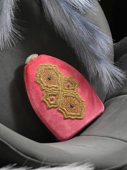 Toobacraft - Women Pink Handicraft Beautiful Bling Box Clutch