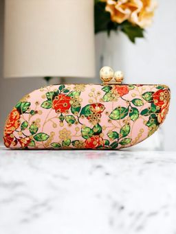 Toobacraft - Women Pink Handicraft Pearl Box Clutch
