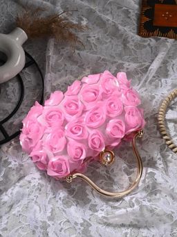 Toobacraft - Women Pink Pebble Handcrafted Beautiful Bling Box Clutch