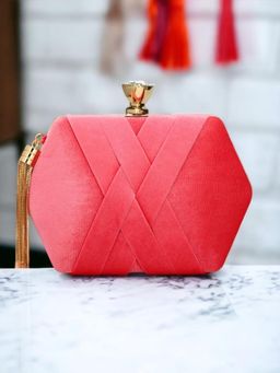 Toobacraft - Women Pink Handicraft Hand Solid Box Clutch