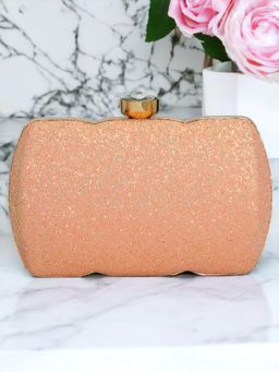 Toobacraft - Women Peach Handicraft Beautiful Box Clutch