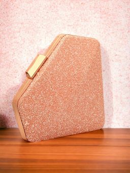 Toobacraft - Women Peach Handcrafted Beautiful Bling Box Diamond Shape Clutch