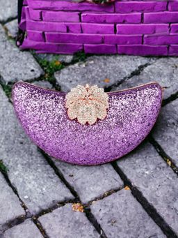 Toobacraft - Women Purple Handicraft Hand Embellished Box Clutch