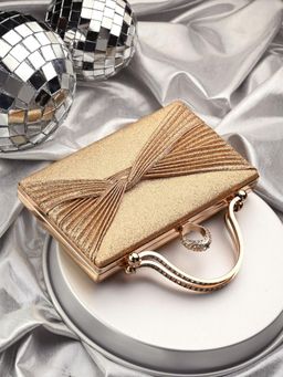 Toobacraft - Women Handcrafted Beautiful Party Gold Clutch
