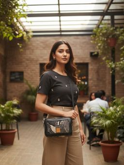 ATTAACHE ACCESSORIES - Women Black Sling Bag (S)