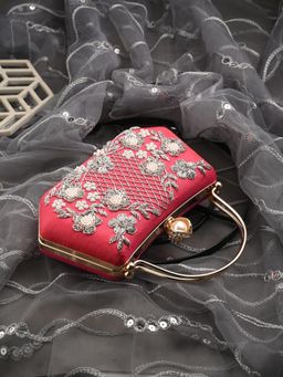Toobacraft - Women Pink Handicraft Beautiful Bling Box Clutch