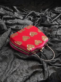 Toobacraft - Women Rani Pink Handicraft Beautiful Bling Box Clutch