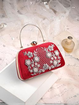 Toobacraft - Women Synthetic Red Handicraft Beautiful Clutch