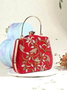 Toobacraft - Women Red Nag Handicraft Beautiful Bling Box Clutch