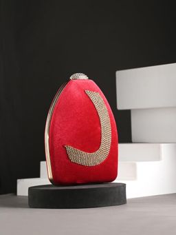 Toobacraft - Women Red Handicraft Beautiful Bling Box Clutch