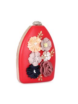 Toobacraft - Women Red Handicraft Beautiful Flower Box Clutch