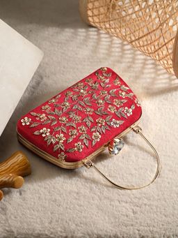 Toobacraft - Women Handicraft Red Embellished Clutch