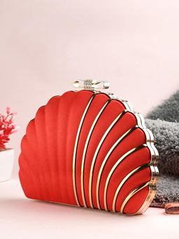 Toobacraft - Women Synthetic Red Handicraft Beautiful Bling Box Clutch