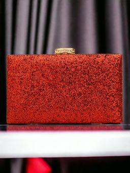 Toobacraft - Women Red Handicraft Hand Embellished Box Clutch