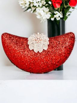 Toobacraft - Women Red Handicraft Hand Embellished Box Clutch