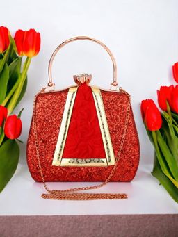 Toobacraft - Women Red Handcrafted Beautiful Party Clutch