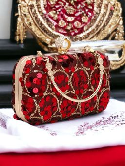 Toobacraft - Women Red Handcrafted Beautiful Party Clutch