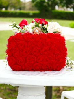 Toobacraft - Women Red Handcrafted Beautiful Bling Box Clutch