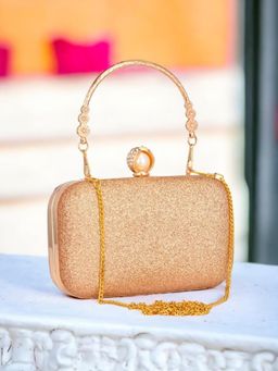 Toobacraft - Women Rose Gold Handcrafted Beautiful Bling Box Clutch