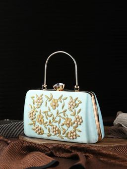 Toobacraft - Women Blue Handicraft Beautiful Bling Box Clutch