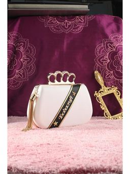 Toobacraft - Women White Handicraft Hand Beautiful Bling Box Clutch