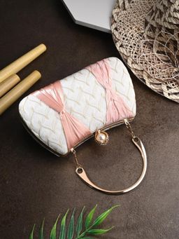 Toobacraft - Women White Handcrafted Beautiful Bling Box Clutch